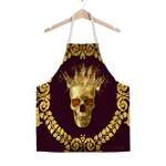 Classic Apron-Gold SKULL and Crown-Gold WREATH-Color EGGPLANT WINE, WINE RED, BURGUNDY, MAROON, BLOOD PURPLE
