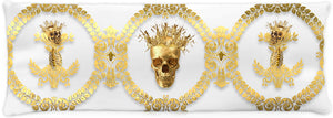 CROWN GOLD SKULL-GOLD RIBS-Body Pillow-PILLOW CASE- color GRAY