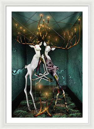 Jewish Folklore-The Guff & The Hall of Souls-Surreal Bucks with Golden Entanglements-Framed Fine Art Print