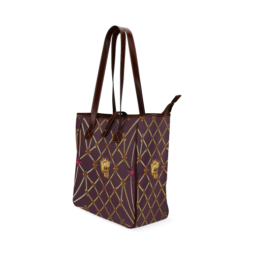 Skull & Honeycomb- Classic French Gothic Upscale Tote Bag in Eggplant Wine | Le Leanian™