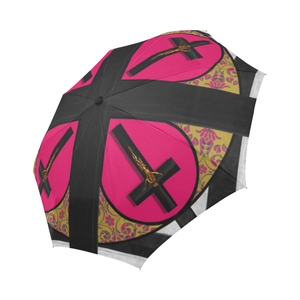 Crucifix- Fashion Umbrella- Custom Umbrella-Gothic Chic Umbrella in Pink- Bold Fuchsia- Bright Pink