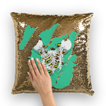 Versailles Divergence Golden Duality- French Gothic Sequin Pillowcase or Throw Pillow in Bold Jade Teal | Le Leanian™