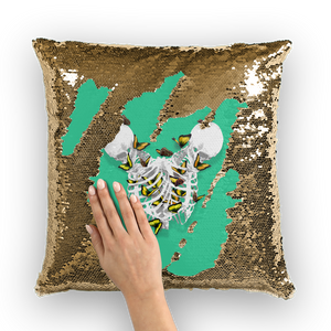 Versailles Divergence Golden Duality- French Gothic Sequin Pillowcase or Throw Pillow in Bold Jade Teal | Le Leanian™