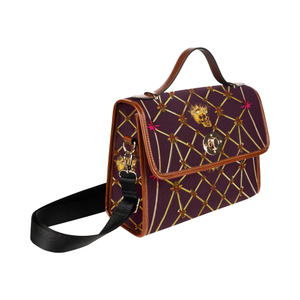 Skull & Honeycomb Mini Brief Handbag in Eggplant Wine | Le Leanian™