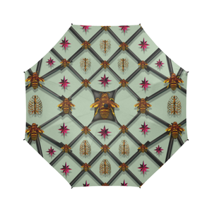 Bee Divergent Ribs & Magenta Stars- Semi Auto Foldable French Gothic Umbrella in Pastel | Le Leanian™