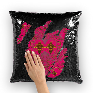 Baroque Honey Bee Extinction- French Gothic Sequin Pillowcase or Throw Pillow in Bold Fuchsia | Le Leanian™