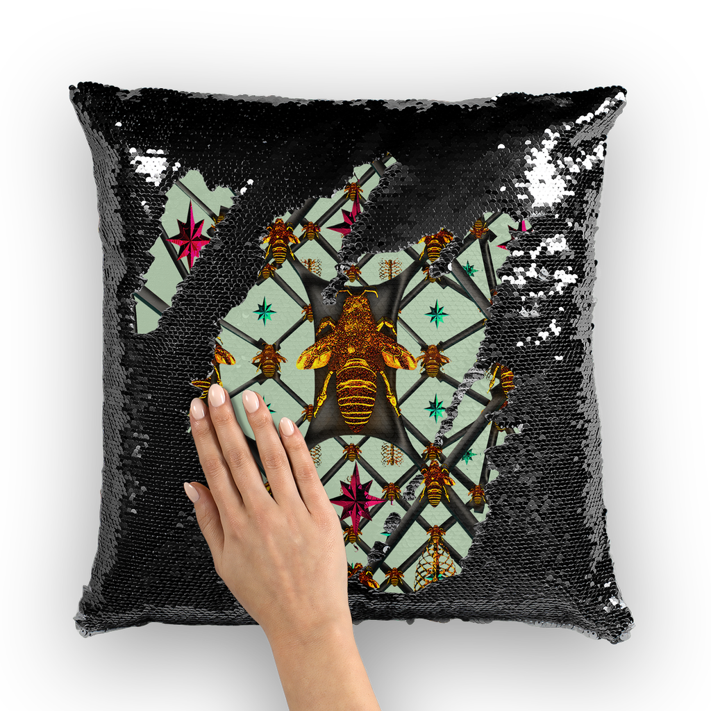 Bee Divergent Abstract- French Gothic Sequin Pillowcase or Throw Pillow in Pastel | Le Leanian™