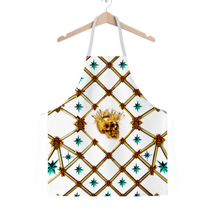 Gold Skull and Honey Bee- Teal Stars- Classic Apron in White