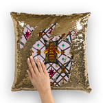 BLACK & GOLD SEQUIN PILLOW CASE-THROW PILLOW-Multi Color Honey BEE, RIBS, STARS PATTERN-Color PASTEL PINK