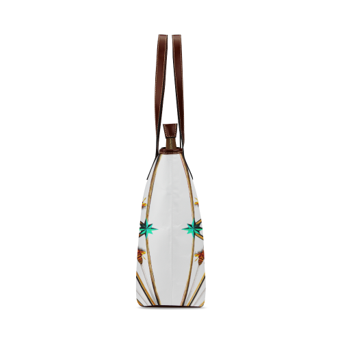 Bee Divergence Ribs & Teal Stars- Classic French Gothic Tote Bag in White | Le Leanian™
