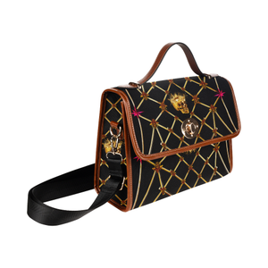 Skull and Honeycomb- Mini Brief Handbag in Back to Black | Le Leanian™