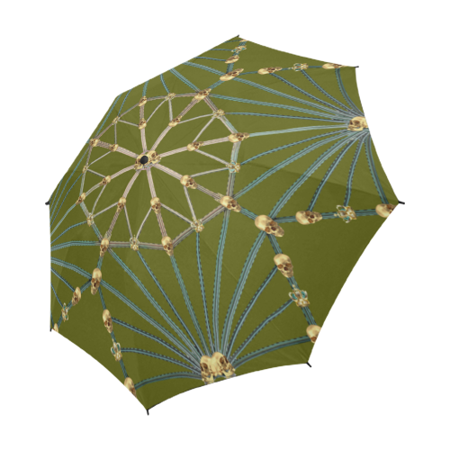 Gold Skull Cathedral-Custom Umbrella-Fashion Umbrella-French Country Chic- Goth Chic- Umbrella in Color Olive Green