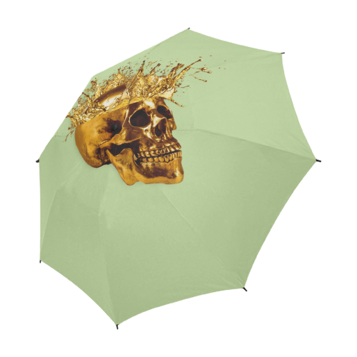 Cirque Gold Skull-Solid- Semi Auto & Auto Foldable French Gothic Umbrella in Light Green | Le Leanian™