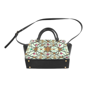 Bee Divergent Abstract- Classic French Gothic Riveted Satchel Handbag in Pastel | Le Leanian™