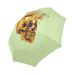 Cirque Gold Skull-Solid- Semi Auto & Auto Foldable French Gothic Umbrella in Light Green | Le Leanian™