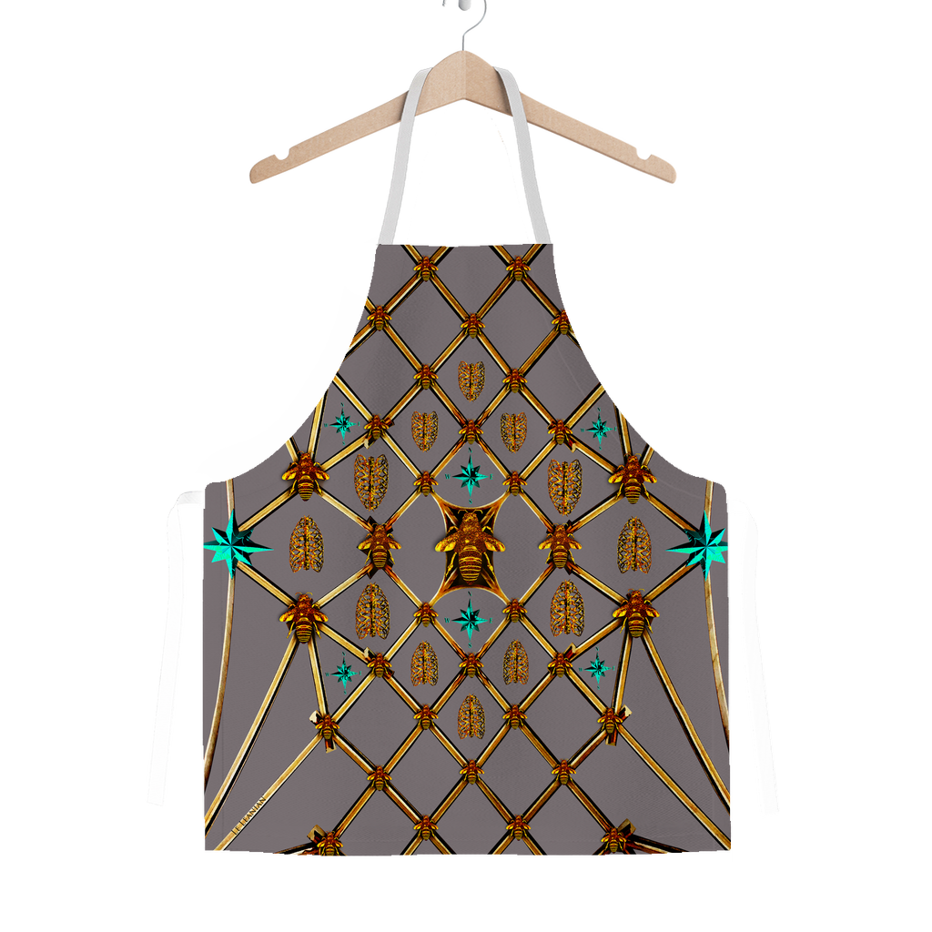 Gilded Ribs & Teal Stars- Classic French Gothic Apron in Lavender Steel | Le Leanian™