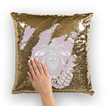 Queen Bee Gold Sequin Pillowcase-French Country Chic- Goth Chic- Pillow Case or Throw Pillow in Color Blush Taupe, Pink, Light Pink