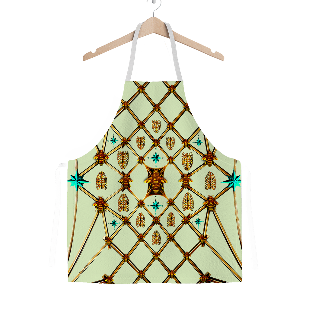 Gilded Ribs & Teal Stars- Classic French Gothic Apron in Pale Green | Le Leanian™