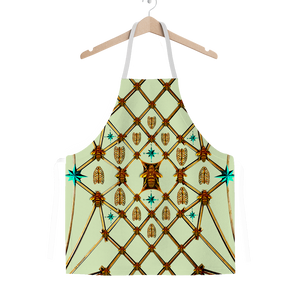 Gilded Ribs & Teal Stars- Classic French Gothic Apron in Pale Green | Le Leanian™