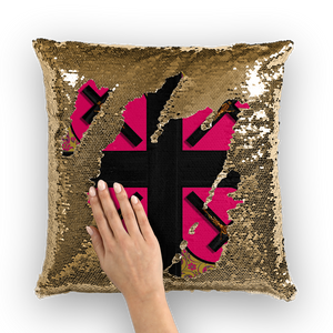 Crossroad Crucifix Gothic Sequin Pillowcase-Throw Pillow-Fuchsia Pink