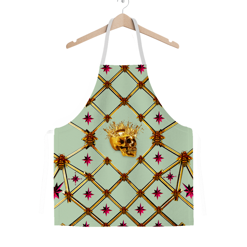 Skull Honeycomb & Magenta Stars- Classic French Gothic Apron in Pastel | Le Leanian™