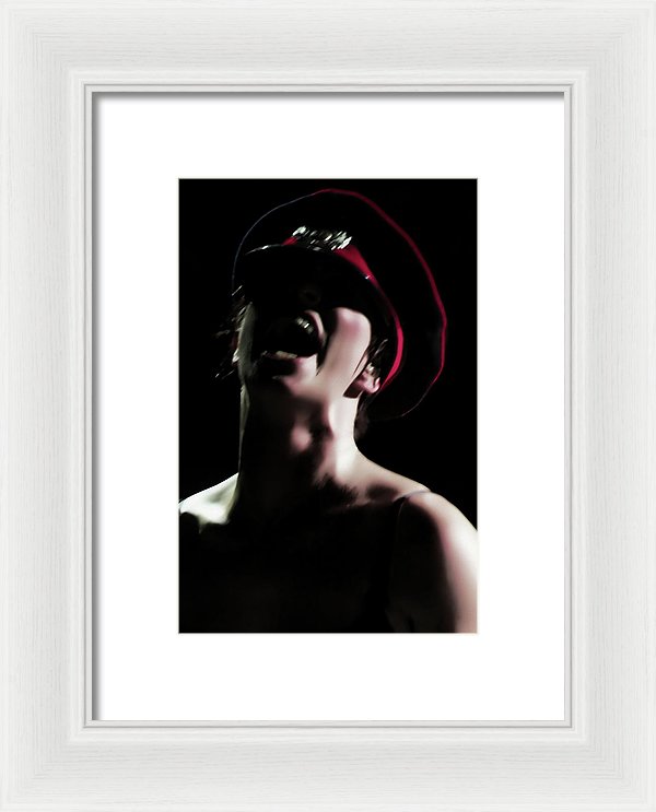 Dark Portrait of The Scream Wearing a Military Hat- Framed Fine Art Print