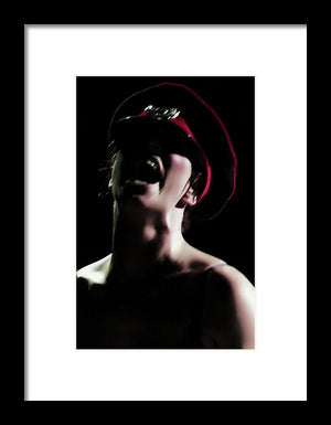 Dark Portrait of The Scream Wearing a Military Hat- Framed Fine Art Print