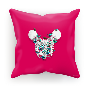 Siamese Skeletons with Teal Butterflies coming out The Rib cage- in Fuchsia Pink