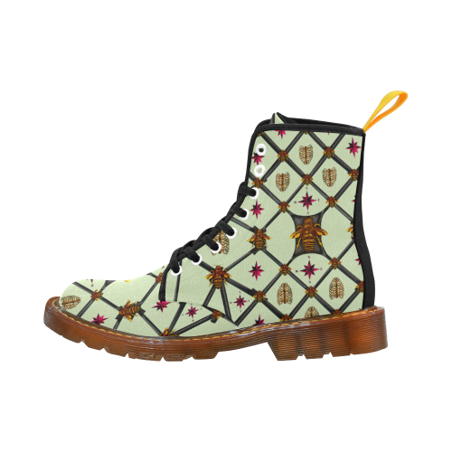 Bee Divergent Dark Ribs & Magenta Stars- Women's French Gothic Combat  Boots in Pale Green | Le Leanian™