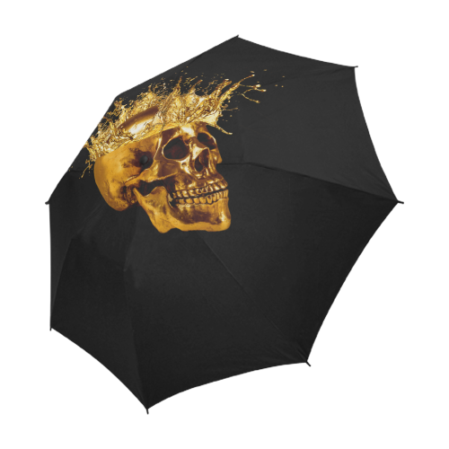 Cirque- Circus Metallic Gold Skull Umbrella- in Color Solid BLACK