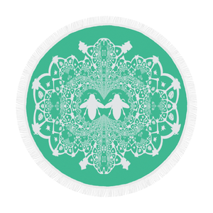 Baroque Hive Relief- Circular French Gothic Medallion Throw in Bold Jade Teal | Le Leanian™