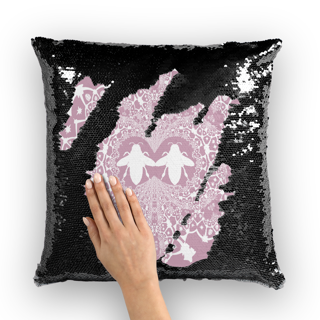 Baroque Hive Relief- French Gothic Sequin Pillowcase or Throw Pillow in Nouveau Blush Taupe | Le Leanian™