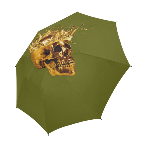 Cirque- Circus Metallic Gold Skull Umbrella- in Color Solid Olive GREEN