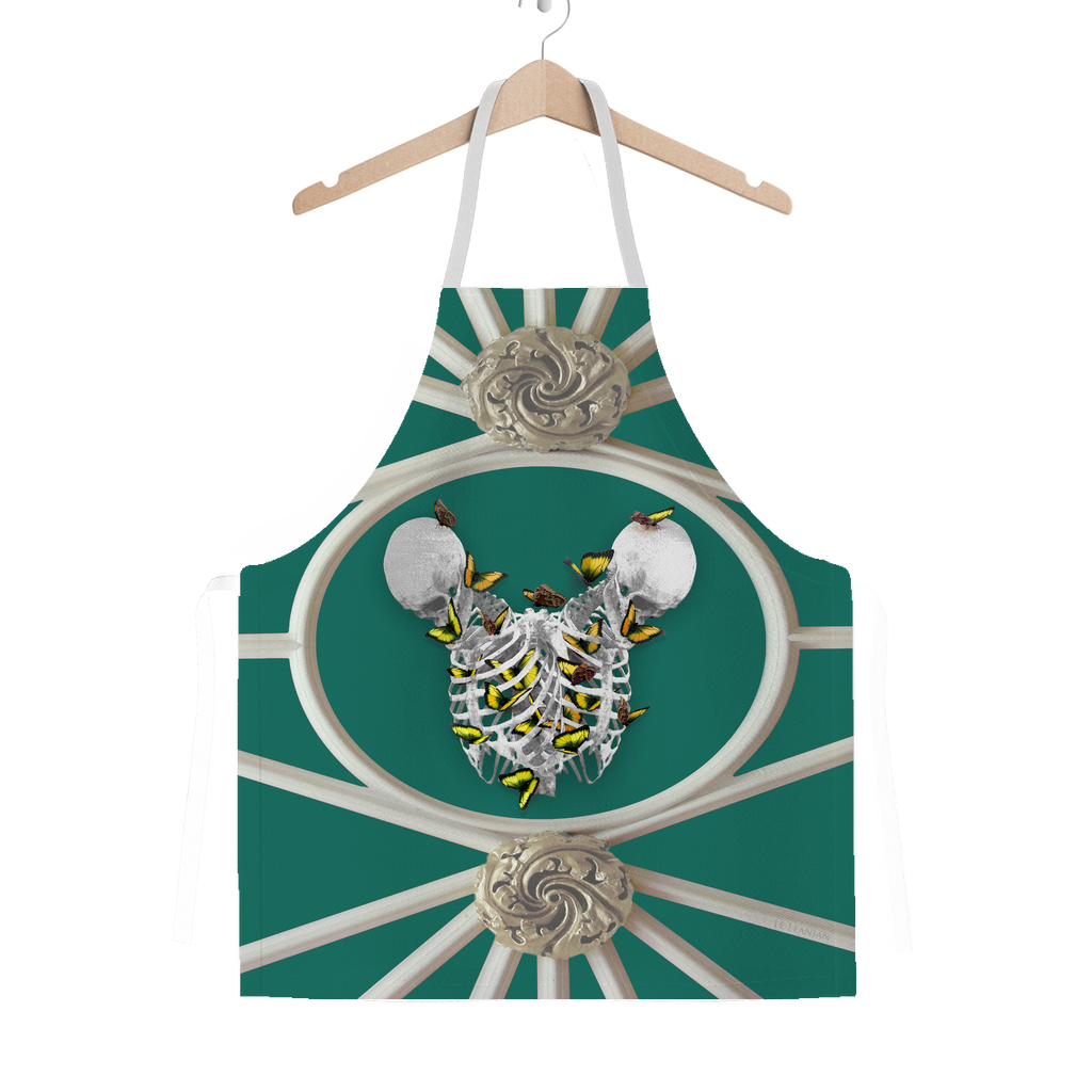 Versailles Divergence Skull Golden Whispers- Classic French Gothic Apron in Jade | Le Leanian™