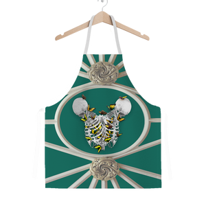 Versailles Divergence Skull Golden Whispers- Classic French Gothic Apron in Jade | Le Leanian™