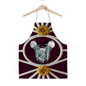 Siamese Skeleton and Morpho Butterfly Classic Apron- French Chic- French Gothic- Gothic Chic- Color Dark Red- Eggplant- Wine- Purple