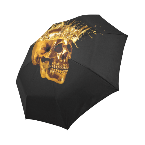 Cirque- Circus Metallic Gold Skull Umbrella- in Color Solid BLACK