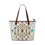 Women's Honey Bee, Ribs, Blue Star Pattern- Shoulder Tote in Color WHITE