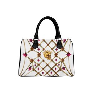 Skull & Stars- French Gothic Boston Handbag in White | Le Leanian™