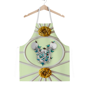 Versailles Gilded Skull Divergence Teal Whispers- Classic French Gothic Apron in Pale Green | Le Leanian™