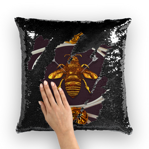 Versailles Bee Divergent- French Gothic Sequin Pillowcase or Throw Pillow in Muted Eggplant Wine | Le Leanian™