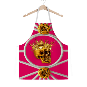 Versailles Golden Skull- Classic French Gothic Apron in Bold Fuchsia | Le Leanian™