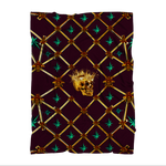 Skull Gilded Honeycomb & Jade Stars- Classic French Gothic Fleece Blanket in Eggplant Wine | Le Leanian™