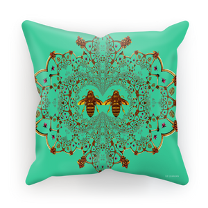 Baroque Honey Bee Pillowcase- Jade Teal Blue Green