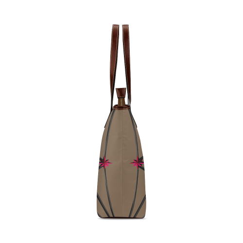 Bee Divergence Dark Ribs & Magenta Stars- Classic French Gothic Tote Bag in Neutral Camel | Le Leanian™
