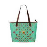 Skull & Magenta Stars- Classic French Gothic Tote Bag in Bold Pastel Jade | Le Leanian™
