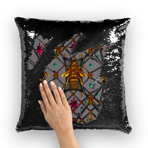 Bee Divergent Abstract- French Gothic Sequin Pillowcase or Throw Pillow in Lavender Steel | Le Leanian™