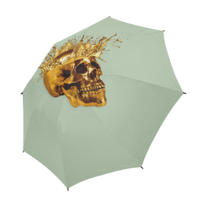 Cirque- Circus Metallic Gold Skull Umbrella- in Color Solid PASTEL BLUE