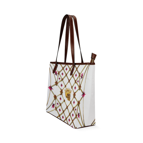 Skull & Magenta Stars- Classic French Gothic Tote Bag in White | Le Leanian™