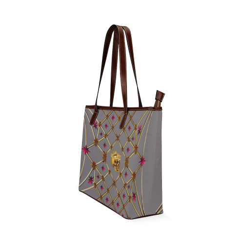 Skull & Magenta Stars- Classic French Gothic Tote Bag in Lavender Steel | Le Leanian™